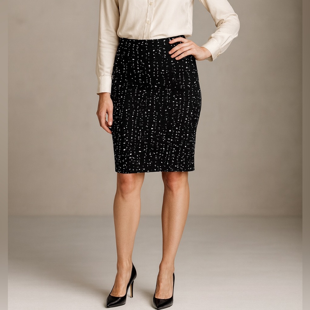 NWT LuLaRoe Cassie Pencil Career Knee Length Skirt Black & White Stretch Knit